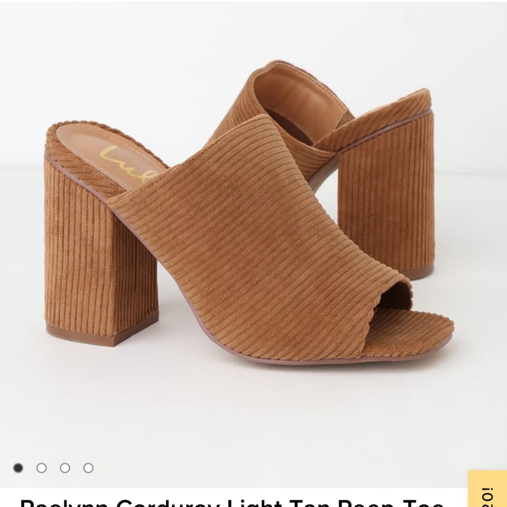 Corduroy peep toe mules